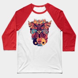 Retro Triad Wise Owl And Ageless Skull Baseball T-Shirt